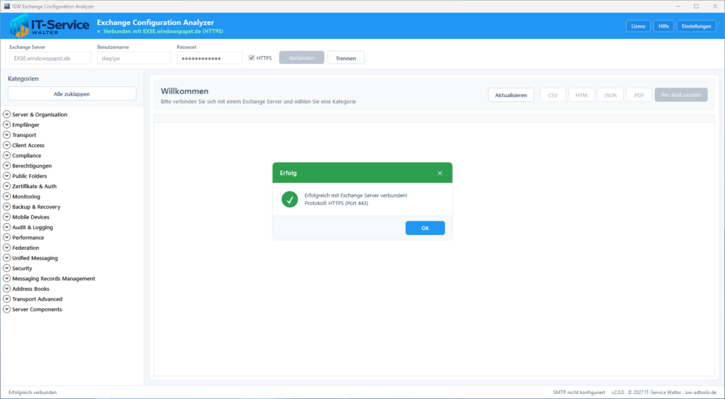 Exchange Configuration Analyzer Port 443