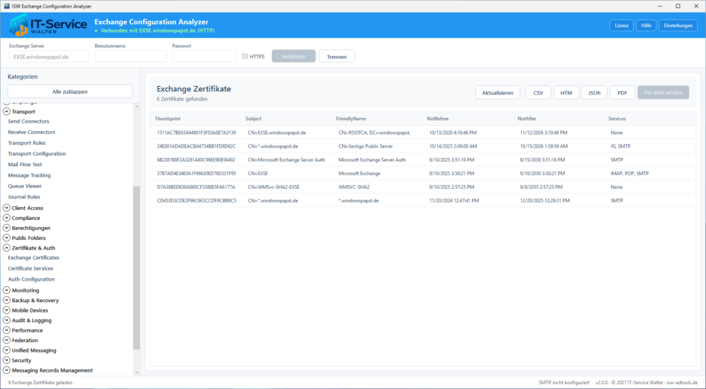 Exchange Zertifikate Services