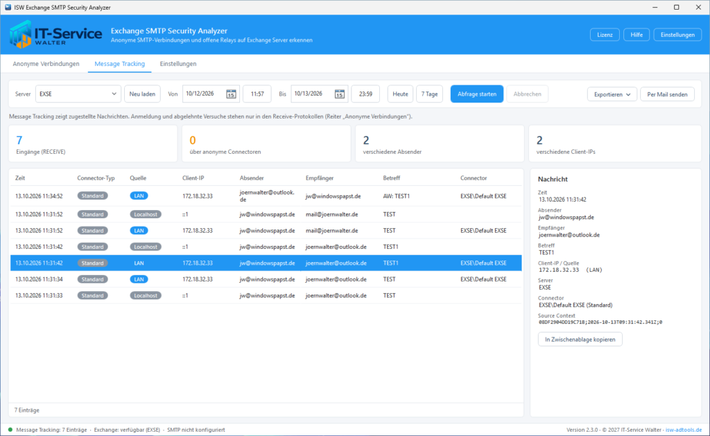 Message Tracking Analyse
